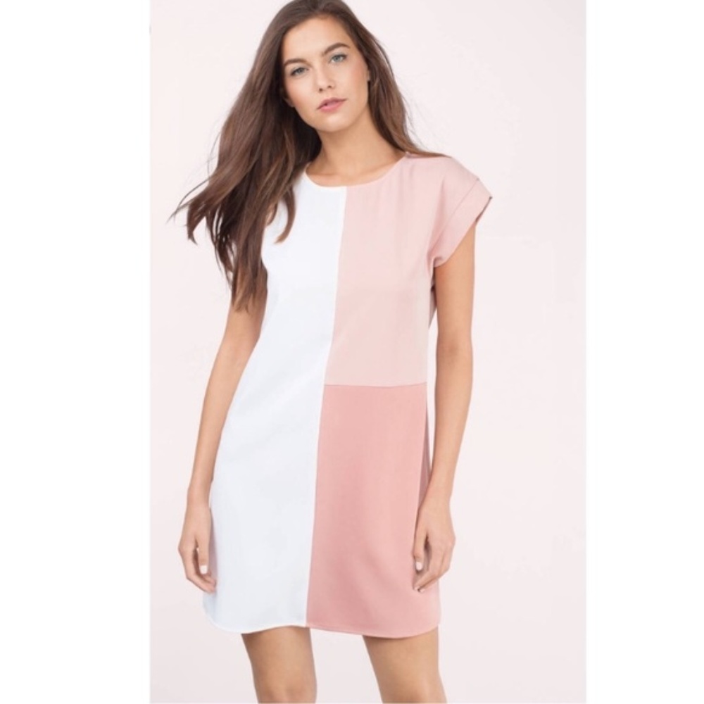 Tobi Night and Day White Color Block Shift Dress
